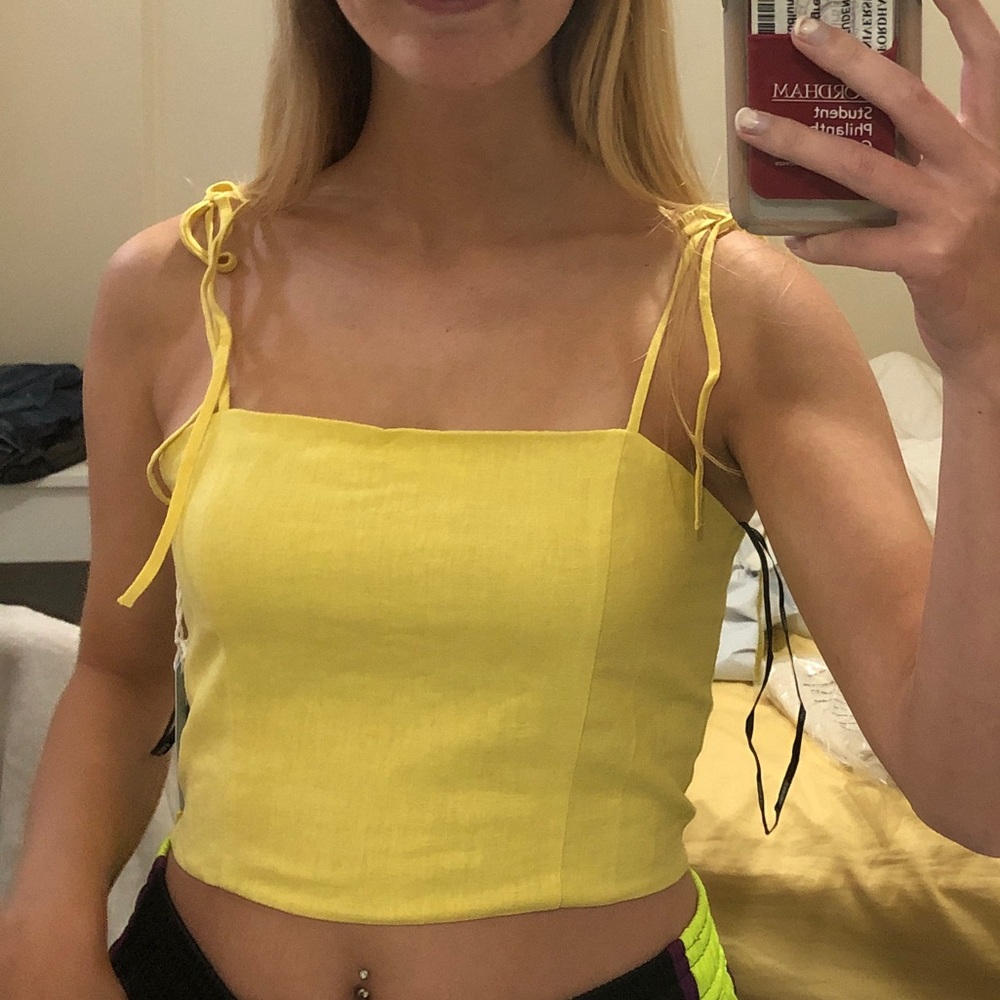 Forever 21 yellow tie string top!